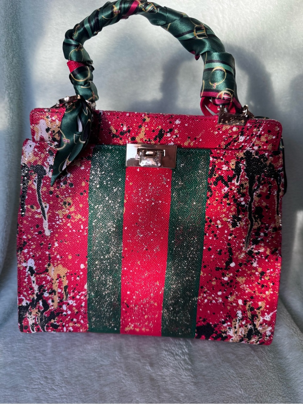 Anca Barbu Red & Green Stripe Top-Handle Women's Tote